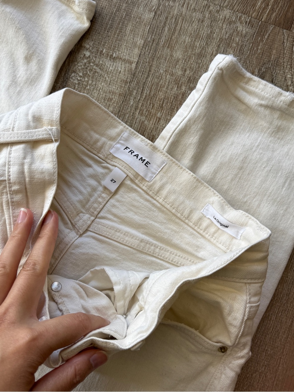 Frame Denim Cream High-Rise Women's Jeans